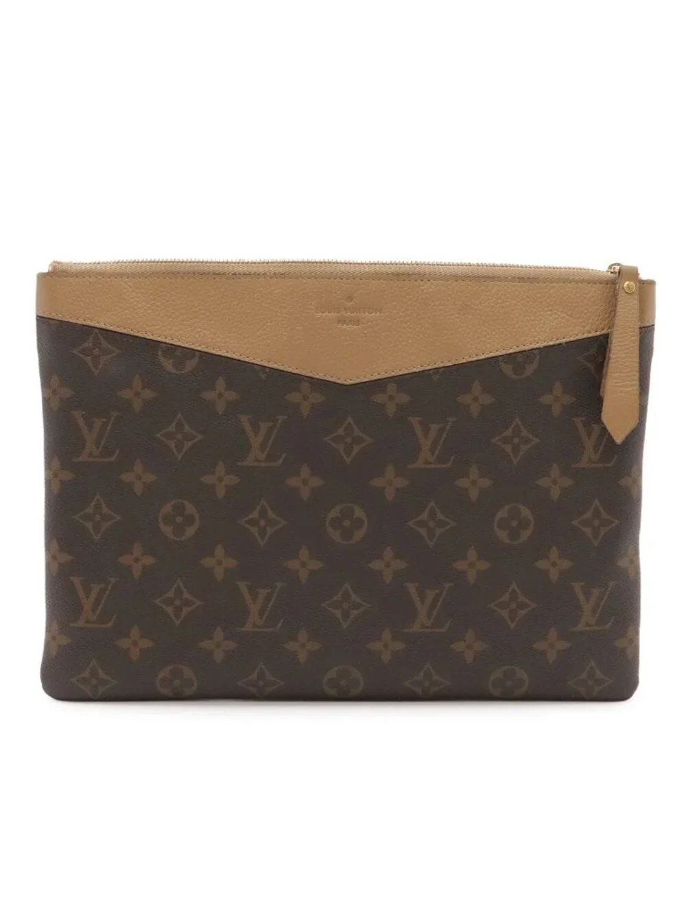 Louis Vuitton Monogram Daily Pouch Clutch Leather Sesame Beige